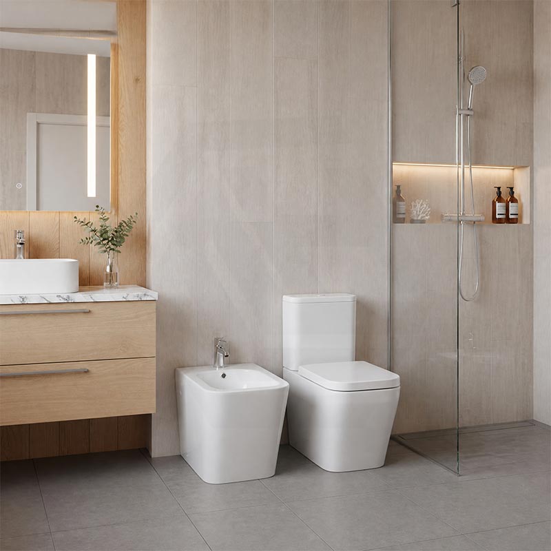 Qubist Ceramic Back To Wall Bidet with Tap Hole 595x355x410mm - Gloss White
