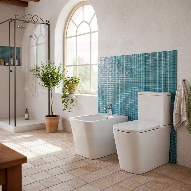 Qubist Ceramic Back To Wall Bidet with Tap Hole 595x355x410mm - Gloss White
