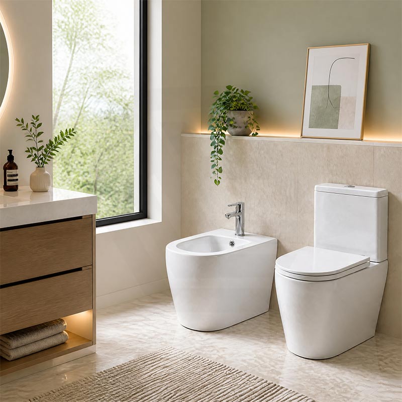 Veda Ceramic Back To Wall Bidet with Tap Hole 590x360x410mm - Gloss White