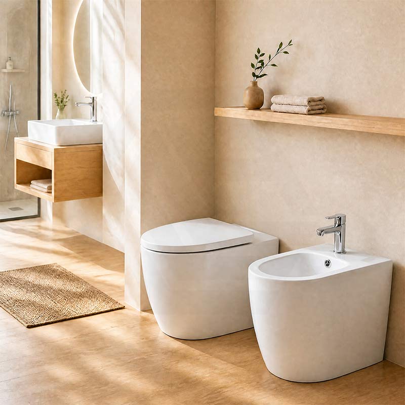 Veda Ceramic Back To Wall Bidet with Tap Hole 590x360x410mm - Gloss White