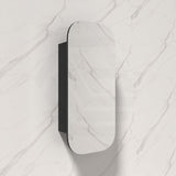 400mm / 600mm Matt Black PVC Shaving Cabinet Pencil Mirror Wall Hung for Bathroom