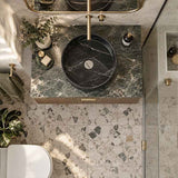 Poseidon Round Ceramic Above Counter Basin NO Overflow 346x346x114mm - Marble Matt Black