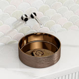 346x346x114mm Round Rose Gold Ceramic Above Counter Basin