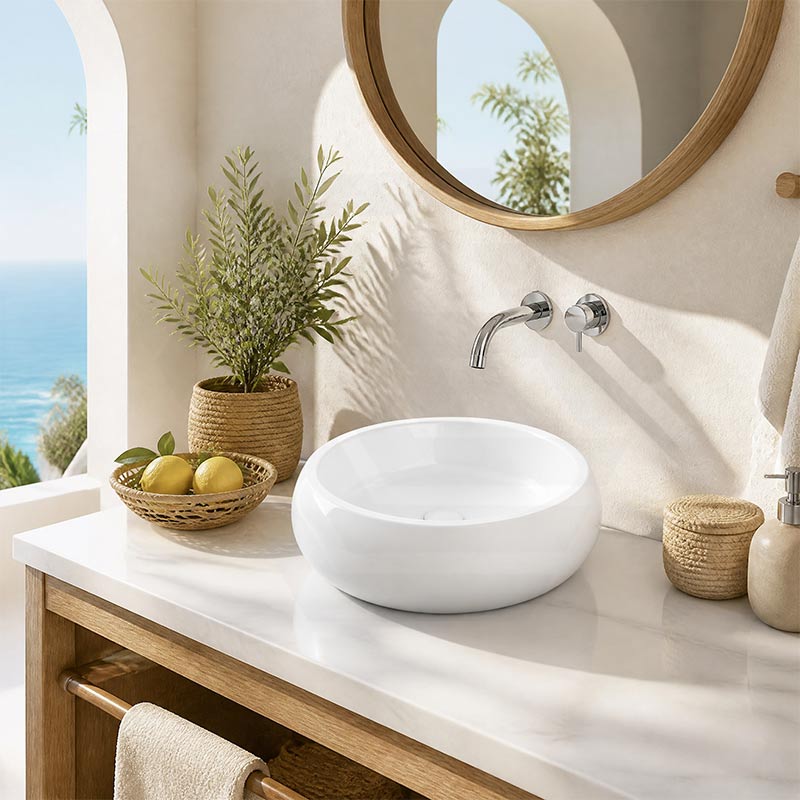 Round Ceramic Above Counter Wash Basin 360x360x120mm - Variant Colour