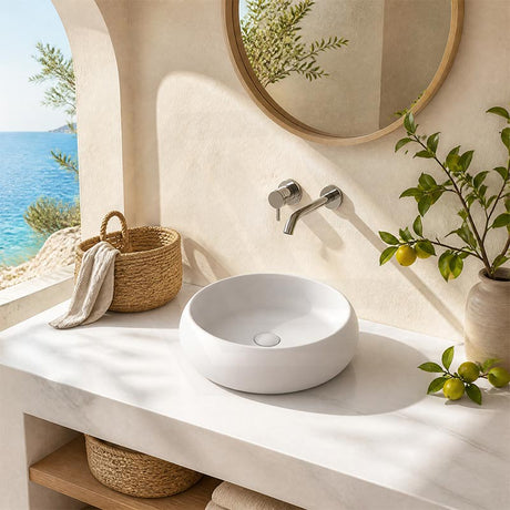 Round Ceramic Above Counter Wash Basin 360x360x120mm - Variant Colour