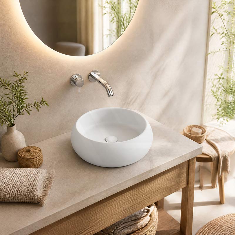 Round Ceramic Above Counter Wash Basin 360x360x120mm - Variant Colour