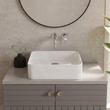 Square Above Counter Top Ceramic Basin Ultra Slim 370x370x130mm - Gloss White