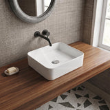 Square Above Counter Top Ceramic Basin Ultra Slim 370x370x130mm - Gloss White