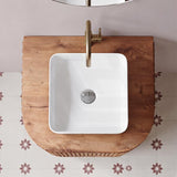 Square Above Counter Top Ceramic Basin Ultra Slim 370x370x130mm - Gloss White