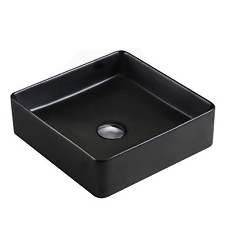 Square Above Counter Top Ceramic Basin 370x370x130mm - Matt White / Matt Black