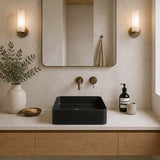Square Above Counter Top Ceramic Basin 370x370x130mm - Matt White / Matt Black