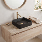 Square Above Counter Top Ceramic Basin 370x370x130mm - Matt White / Matt Black