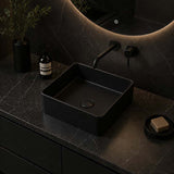 Square Above Counter Top Ceramic Basin 370x370x130mm - Matt White / Matt Black