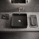 Square Above Counter Top Ceramic Basin 370x370x130mm - Matt White / Matt Black