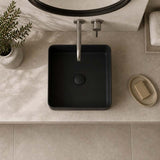 Square Above Counter Top Ceramic Basin 370x370x130mm - Matt White / Matt Black