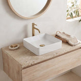 Square Above Counter Top Ceramic Basin 370x370x130mm - Matt White / Matt Black