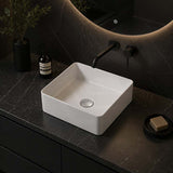 Square Above Counter Top Ceramic Basin 370x370x130mm - Matt White / Matt Black