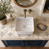 Square Above Counter Top Ceramic Basin 370x370x130mm - Matt White / Matt Black