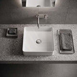 Square Above Counter Top Ceramic Basin 370x370x130mm - Matt White / Matt Black