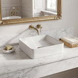 Square Above Counter Top Ceramic Basin 370x370x130mm - Matt White / Matt Black