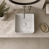 Square Above Counter Top Ceramic Basin 370x370x130mm - Matt White / Matt Black