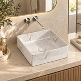 Square Above Counter Top Ceramic Basin 360x365x130mm - Matt White Carrara