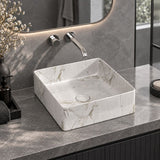 Square Above Counter Top Ceramic Basin 360x365x130mm - Matt White Carrara