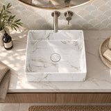 Square Above Counter Top Ceramic Basin 360x365x130mm - Matt White Carrara