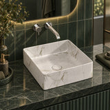 Square Above Counter Top Ceramic Basin 360x365x130mm - Matt White Carrara