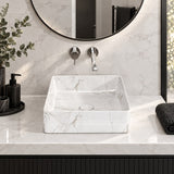 Square Above Counter Top Ceramic Basin 360x365x130mm - Matt White Carrara