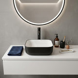 Square Above Counter Ceramic Basin 385x385x135mm - Matt White & Black