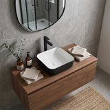 Square Above Counter Ceramic Basin 385x385x135mm - Matt White & Black