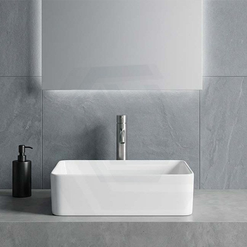 Poseidon Rectangle Ceramic Above Counter Basin 400x300x130mm - Gloss White