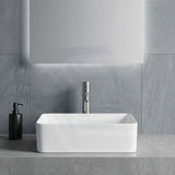 Poseidon Rectangle Ceramic Above Counter Basin 400x300x130mm - Gloss White