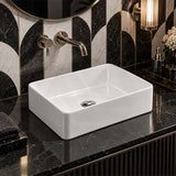 Poseidon Rectangle Ceramic Above Counter Basin 400x300x130mm - Gloss White