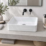 Poseidon Rectangle Ceramic Above Counter Basin 400x300x130mm - Gloss White