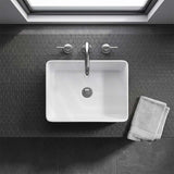 Poseidon Rectangle Ceramic Above Counter Basin 400x300x130mm - Gloss White