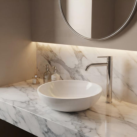 Round Above Counter Top Ceramic Basin 405x405x130mm - Various Colour