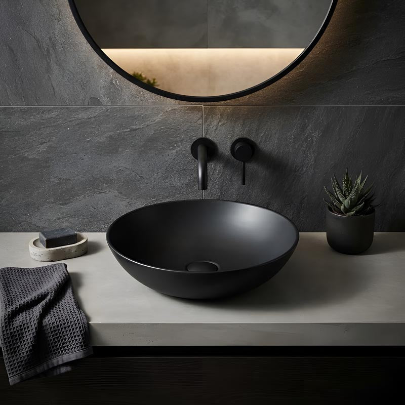 Round Above Counter Top Ceramic Basin 405x405x130mm - Various Colour