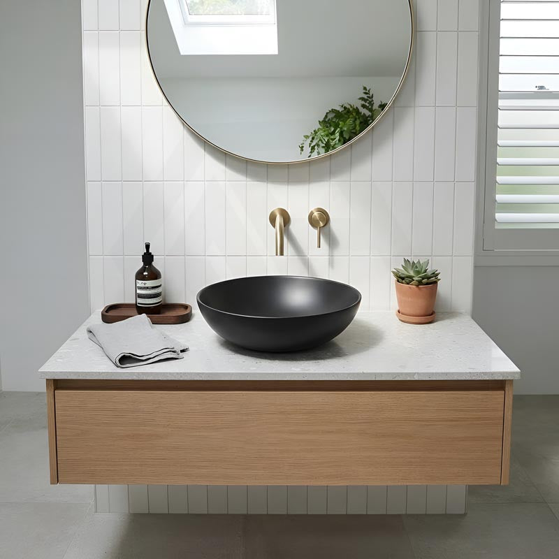 Round Above Counter Top Ceramic Basin 405x405x130mm - Various Colour