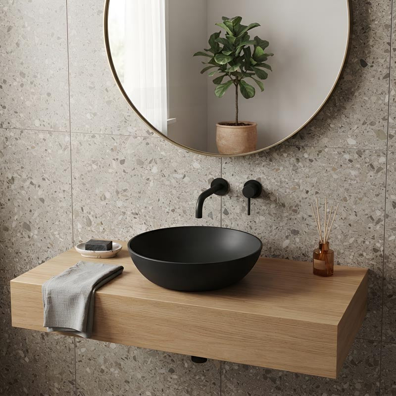 Round Above Counter Top Ceramic Basin 405x405x130mm - Various Colour
