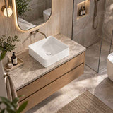 Poseidon Square Ceramic Ultra Slim Above Counter Basin NO Overflow 415x415x135mm - Gloss White