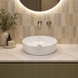 Round Ceramic Above Counter Basin Wash Basin Ultra Slim 420x420x140mm - Gloss White