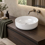 Round Ceramic Above Counter Basin Wash Basin Ultra Slim 420x420x140mm - Gloss White