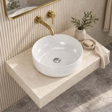 Round Ceramic Above Counter Basin Wash Basin Ultra Slim 420x420x140mm - Gloss White