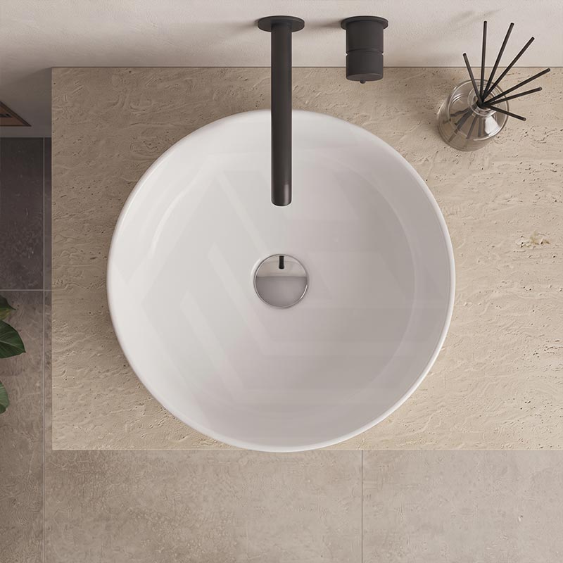 Round Ceramic Above Counter Basin Wash Basin Ultra Slim 420x420x140mm - Gloss White