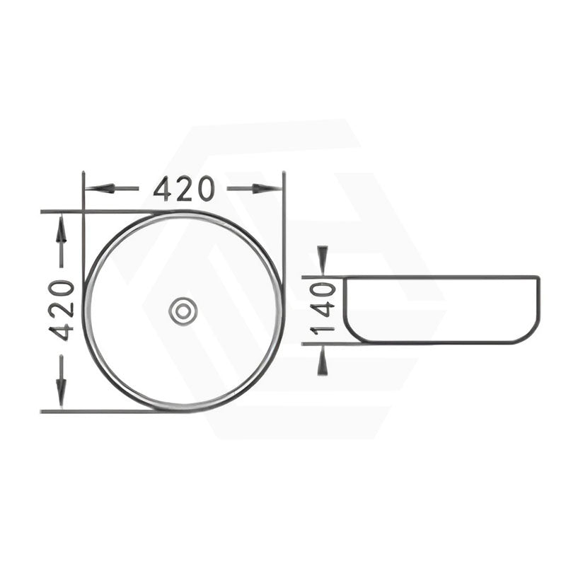 Round Ceramic Above Counter Basin Wash Basin Ultra Slim 420x420x140mm - Gloss White