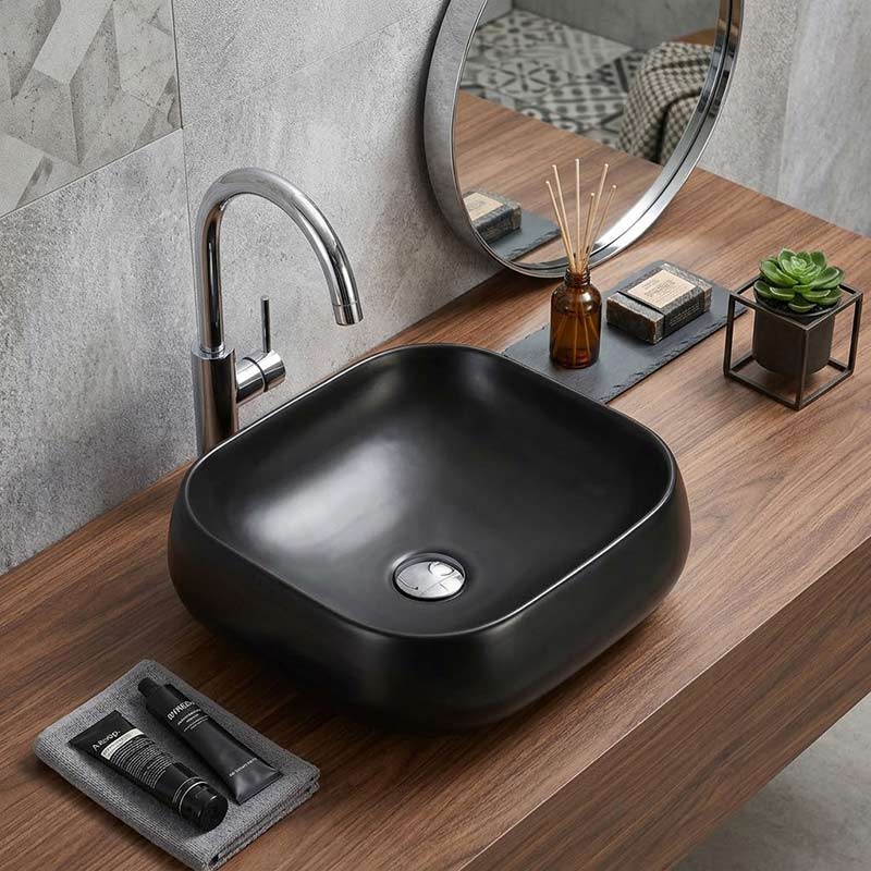 Rectangle Above Counter Ceramic Basin Ultra Slim 450x400x145mm - Available In Colours