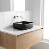 Rectangle Above Counter Ceramic Basin Ultra Slim 450x400x145mm - Matt Black Marble