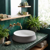 Round Above Counter Ceramic Basin 455x455x155mm - Gloss White & Grey